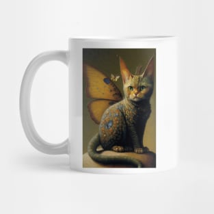 Vintage Cat Dragon with Butterfly Wings Mug